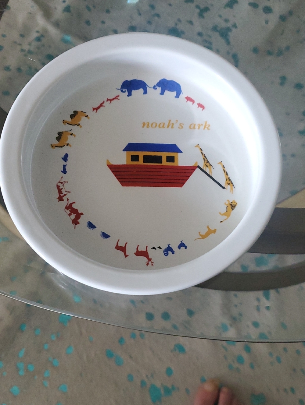 Adams White Plate with Black Logo and Red 'toys' Marking